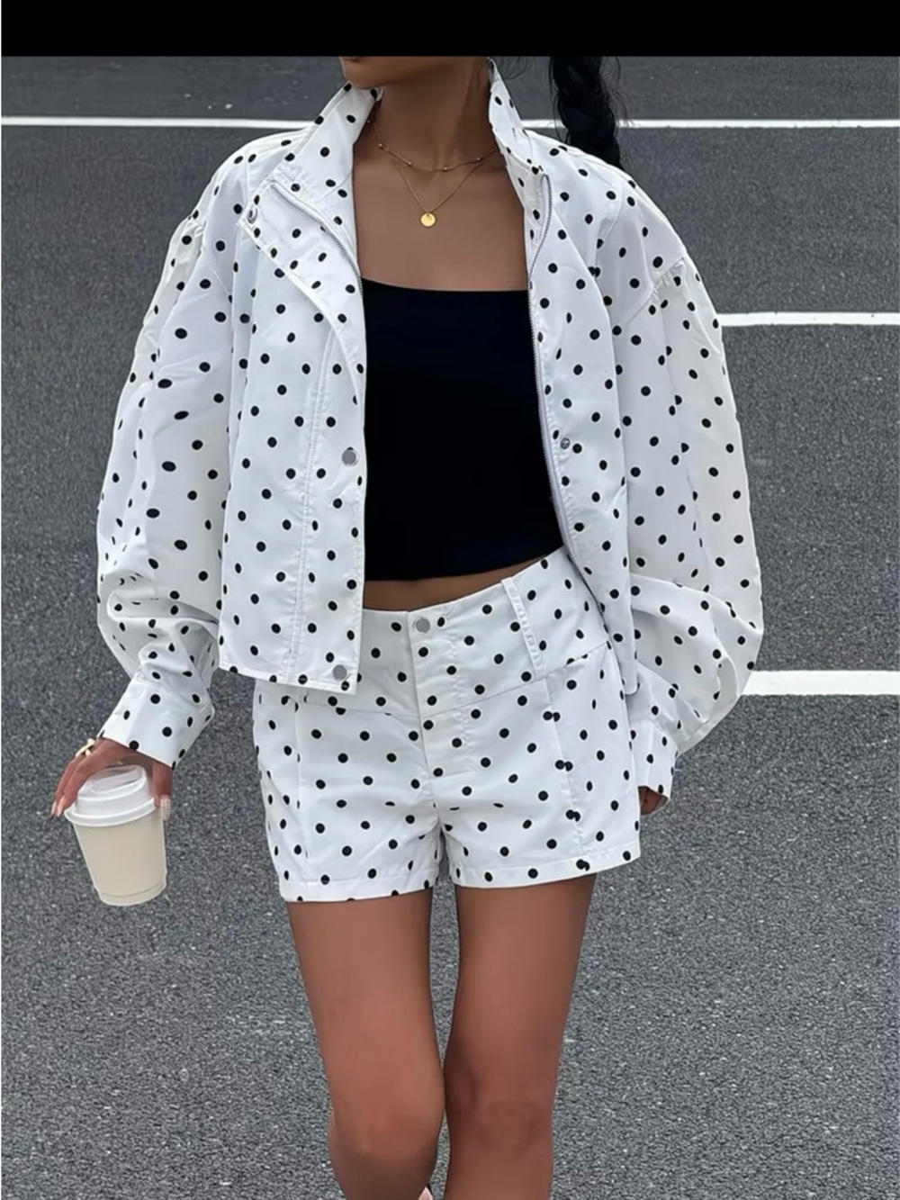 Polka Dot White Women's Shorts - Classic High-Waist Style